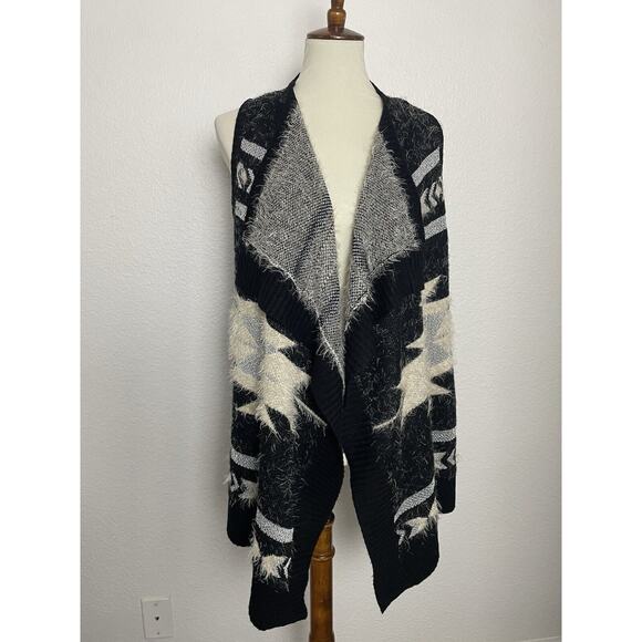 BCBGMaxAzria Sweater Vest Open Front Multicolor Print Knit Asymmetric - Picture 1 of 13